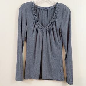 Banana Republic Gray Ruched Long Sleeve Top